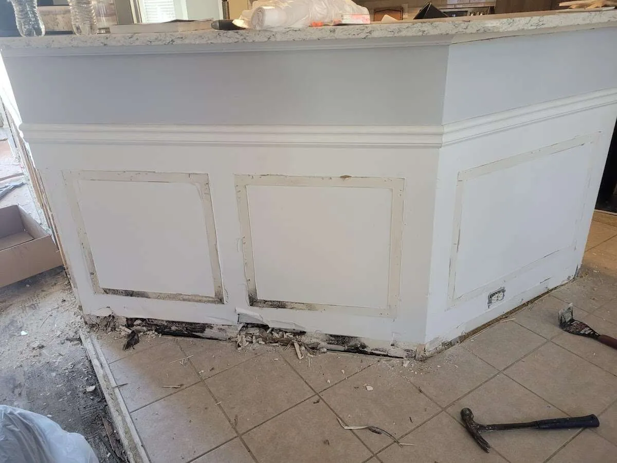 Water damage and mold on kitchen during Storm Damage Restoration in Maple Heights